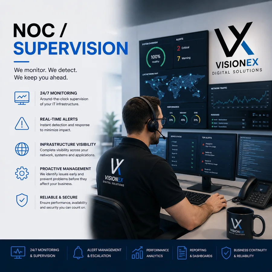 Supervision IT & NOC Visionex - service IT externalisé premium